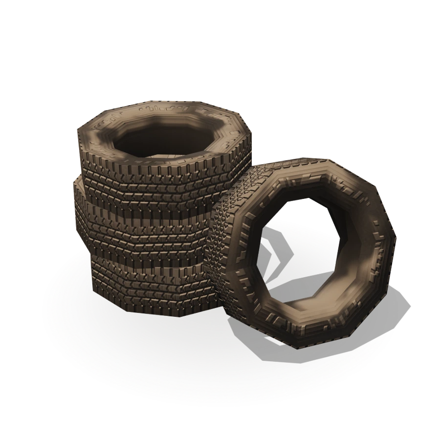 Tyre Stack with Leaning Tyre
