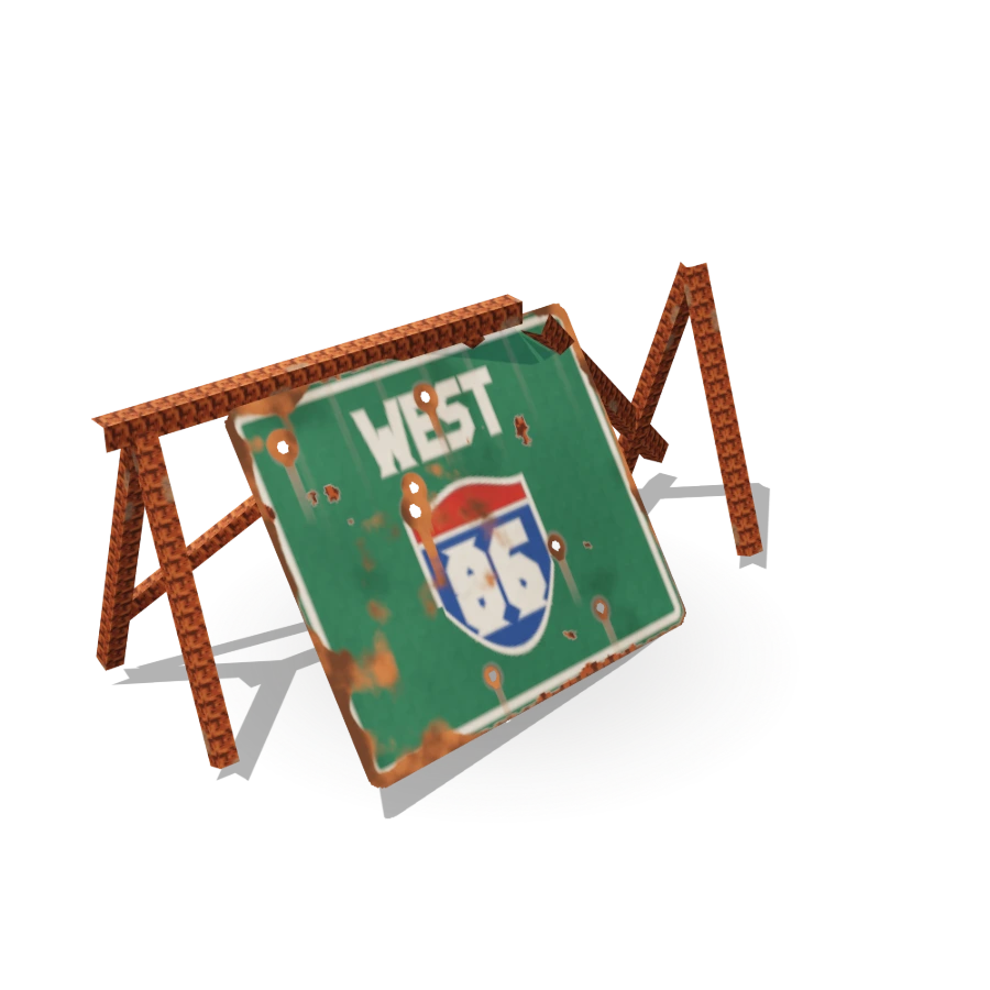 Fallen Highway Sign & Barricade