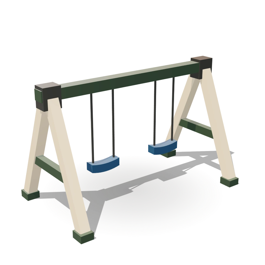 Double Wood Frame Swing Set