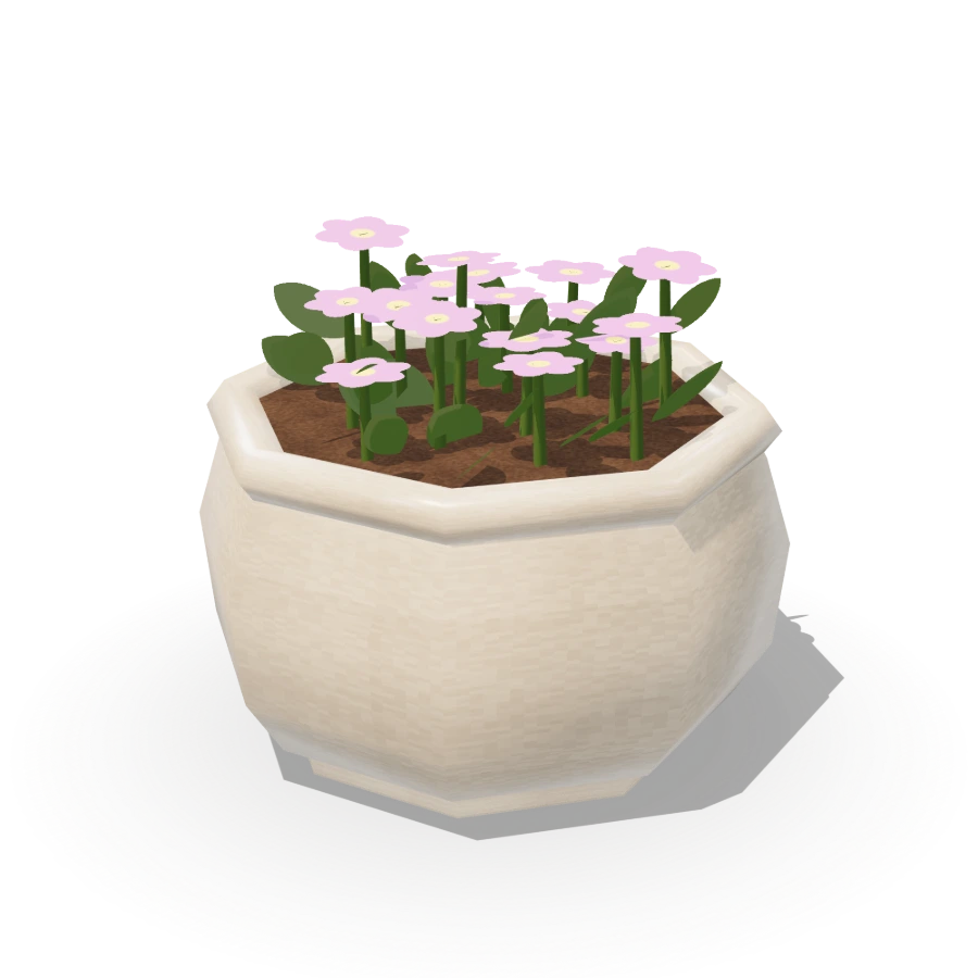 Round Ceramic Purple Flower Planter